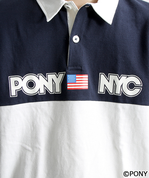 PONY(ポニー)の「∴WEGO/PONYラガーシャツ(ポロシャツ・メンズ・ネイビー/レッド・MEDIUM/LARGE)」の5枚目の写真