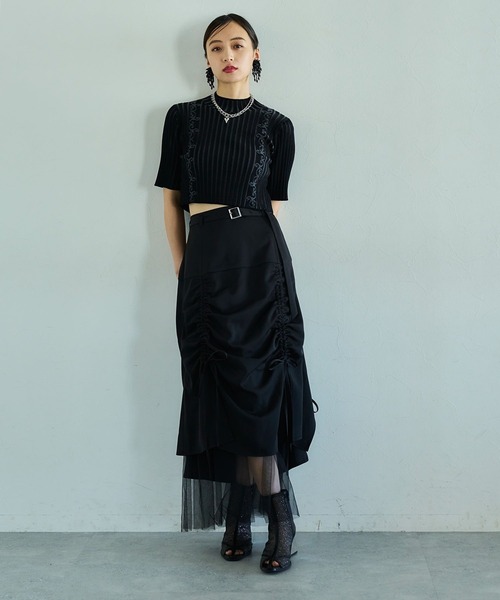 HARE（ハレ）の「クロップドガラニットトップス(HARE)（ニット/セーター・レディース・ブラック/ブルーグレー/ピンク・FREE）」の22枚目の写真