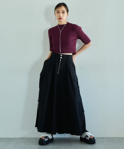 HARE（ハレ）の「クロップドガラニットトップス(HARE)（ニット/セーター・レディース・ブラック/ブルーグレー/ピンク・FREE）」の19枚目の写真