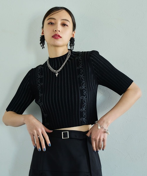 HARE（ハレ）の「クロップドガラニットトップス(HARE)（ニット/セーター・レディース・ブラック/ブルーグレー/ピンク・FREE）」の18枚目の写真