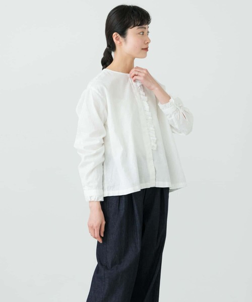 かぐれ（カグレ）の「コットンリネンフリルブラウス（シャツ/ブラウス