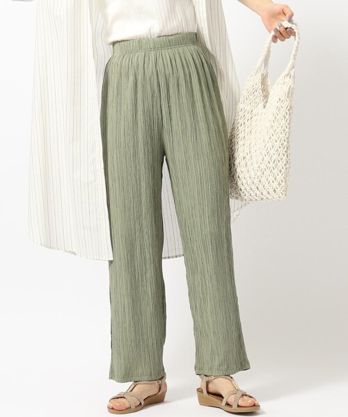 SHOO・LA・RUE（シューラルー）の「◆【ゆるリラックス】大人のラフコーデに ジャカードストレートイージーパンツ（その他パンツ・レディース・グリーン系/ライトイエロー系/オレンジ/ブラック/ライトグレー・02/03/04）」の3枚目の写真