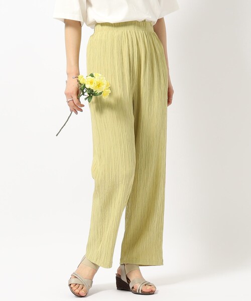 SHOO・LA・RUE（シューラルー）の「◆【ゆるリラックス】大人のラフコーデに ジャカードストレートイージーパンツ（その他パンツ・レディース・グリーン系/ライトイエロー系/オレンジ/ブラック/ライトグレー・02/03/04）」の4枚目の写真