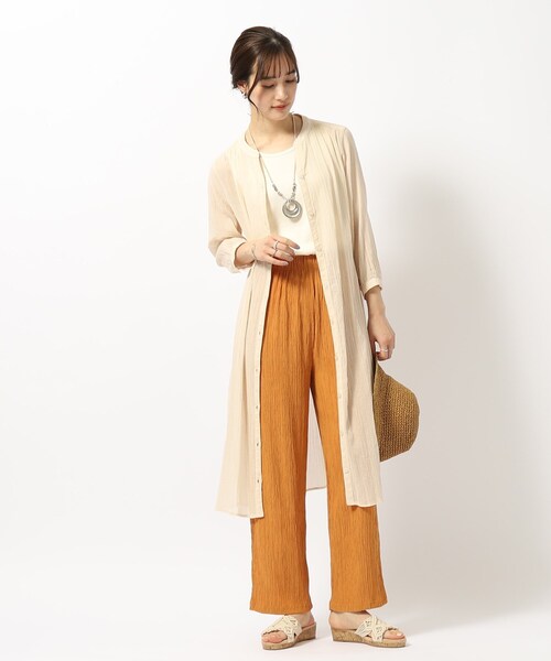 SHOO・LA・RUE（シューラルー）の「◆【ゆるリラックス】大人のラフコーデに ジャカードストレートイージーパンツ（その他パンツ・レディース・グリーン系/ライトイエロー系/オレンジ/ブラック/ライトグレー・02/03/04）」の9枚目の写真