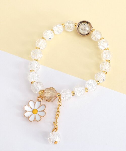 apres les cours（アプレレクール）の「お花ビーズブレスレット（ブレスレット・キッズ・レインボー/オフホワイト・FREE）」の2枚目の写真