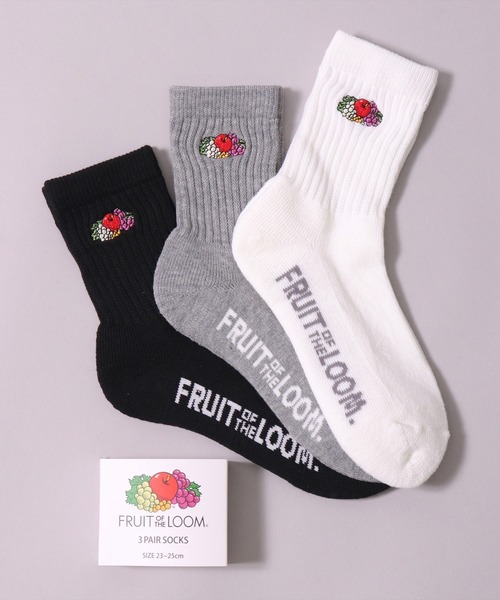 FRUIT OF THE LOOM(フルーツオブザルーム)の「(GA)【FRUIT OF THE LOOM】【3足セット】ブランドロゴマーク クォーターソックス(ソックス/靴下・メンズ・その他・25-27CM/23-25cm)」の2枚目の写真
