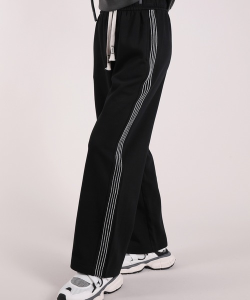 HOOK（フック）の「【HOOK】for girls　サイドラインスウェットワイドパンツ（スウェットパンツ・レディース・チョコ/ブラック/イエロー/ベージュ/ライトベージュ・M/XL/L）」の15枚目の写真