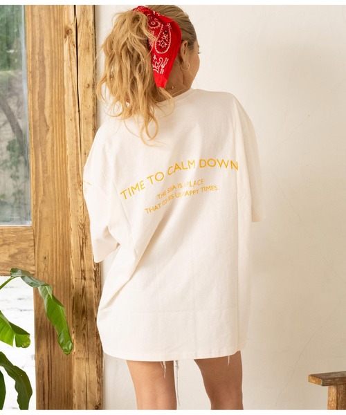 anap mimpi（アナップミンピ）の「カラーメッセージ 刺繍 ビッグ Tシャツ（Tシャツ/カットソー・レディース・ダークグレー/ベージュ系その他/ピンク/ホワイト・FREE）」の3枚目の写真