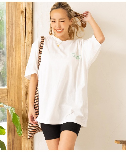 anap mimpi（アナップミンピ）の「カラーメッセージ 刺繍 ビッグ Tシャツ（Tシャツ/カットソー・レディース・ダークグレー/ベージュ系その他/ピンク/ホワイト・FREE）」の5枚目の写真