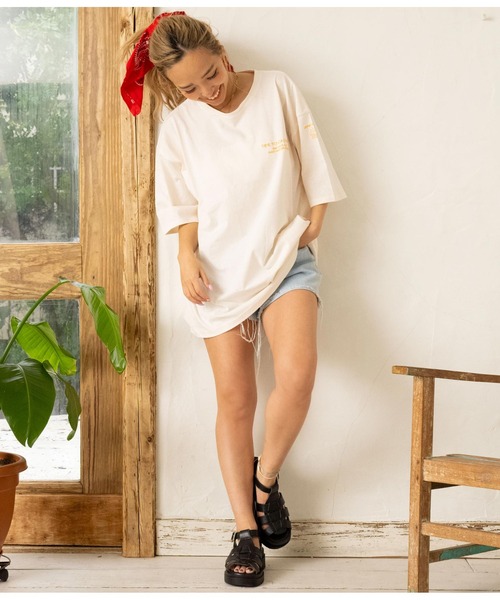 anap mimpi（アナップミンピ）の「カラーメッセージ 刺繍 ビッグ Tシャツ（Tシャツ/カットソー・レディース・ダークグレー/ベージュ系その他/ピンク/ホワイト・FREE）」の20枚目の写真