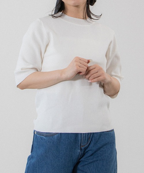 Sirin(シリン)の「Sirin定番 5分袖ニットトップス(ニット/セーター・レディース・ネイビー/グリーン/ブラック/オフホワイト・FREE)」の18枚目の写真