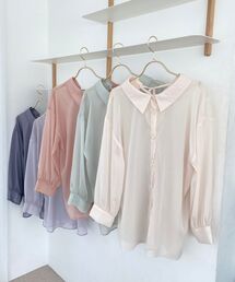 MAJESTIC LEGON | バックレースアップパールシアーシャツ(シャツ/ブラウス)