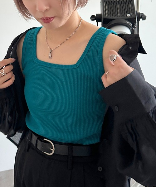 apres jour mignon(アプレジュールミニョン)の「2WAYリブタンクトップ【ZOZOTOWN限定アイテム】(タンクトップ・レディース・ブラック/アイボリー/ピンク/レッド/パープル/ブルー系その他/オレンジ/グリーン/ブラウン系その他・フリー/X-LARGE)」の5枚目の写真