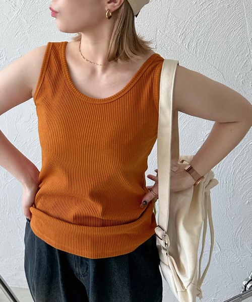 apres jour mignon(アプレジュールミニョン)の「2WAYリブタンクトップ【ZOZOTOWN限定アイテム】(タンクトップ・レディース・ブラック/アイボリー/ピンク/レッド/パープル/ブルー系その他/オレンジ/グリーン/ブラウン系その他・フリー/X-LARGE)」の9枚目の写真