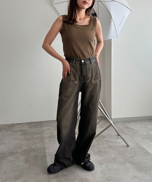 apres jour mignon(アプレジュールミニョン)の「2WAYリブタンクトップ【ZOZOTOWN限定アイテム】(タンクトップ・レディース・ブラック/アイボリー/ピンク/レッド/パープル/ブルー系その他/オレンジ/グリーン/ブラウン系その他・フリー/X-LARGE)」の14枚目の写真