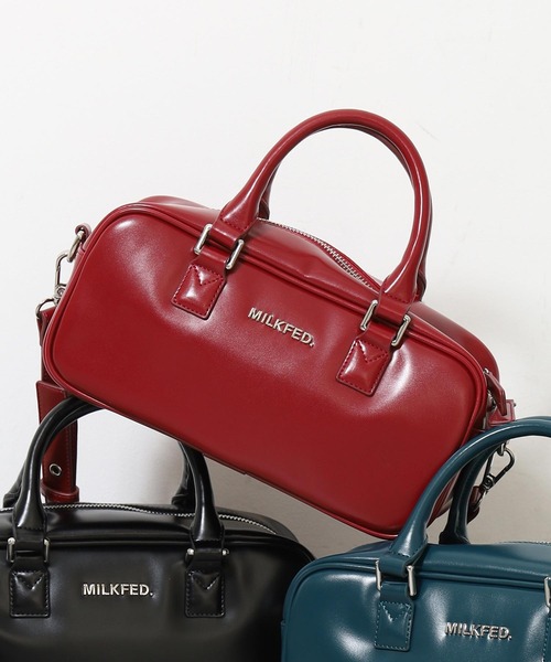 すぐ届く☆MILKFED. スクエアバッグ フェイクレザー 2WAY ロゴ セール】WIDE SQUARE 2WAY BAG（ショルダーバッグ）｜MILKFED