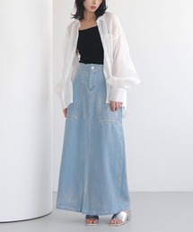 箔デニムロングスカート
