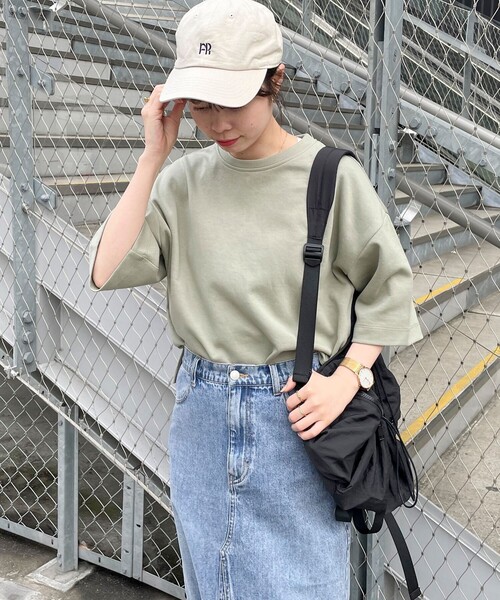 fredy emue（フレディエミュ）の「ポンチハーフスリーブＴ（Tシャツ/カットソー・レディース・ライトグレー/カーキ/チャコールグレー/オフホワイト・38）」の19枚目の写真