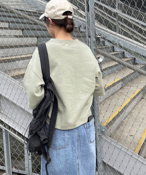 fredy emue（フレディエミュ）の「ポンチハーフスリーブＴ（Tシャツ/カットソー・レディース・ライトグレー/カーキ/チャコールグレー/オフホワイト・38）」の18枚目の写真