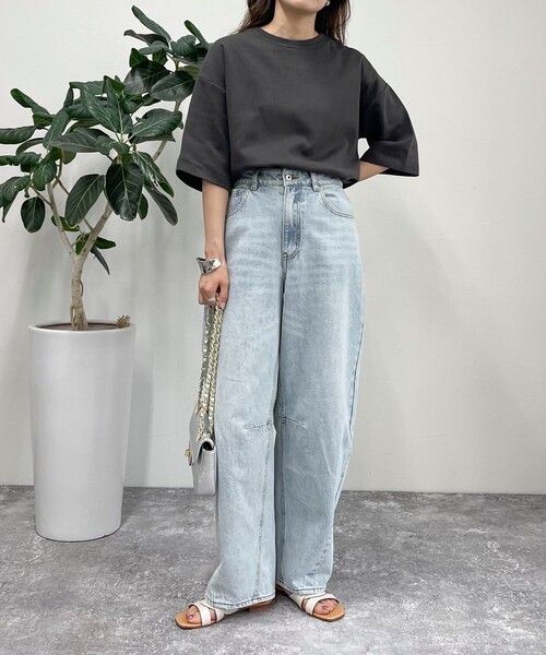 fredy emue（フレディエミュ）の「ポンチハーフスリーブＴ（Tシャツ/カットソー・レディース・ライトグレー/カーキ/チャコールグレー/オフホワイト・38）」の13枚目の写真