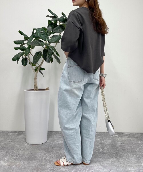 fredy emue（フレディエミュ）の「ポンチハーフスリーブＴ（Tシャツ/カットソー・レディース・ライトグレー/カーキ/チャコールグレー/オフホワイト・38）」の6枚目の写真