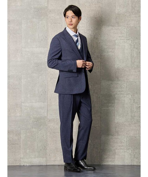 Perfect Suit FActory(パーフェクトスーツファクトリー)の「TRANS CONTINENTS AVANT AIR デニム調セットアップ パンツ ブラウン/ブルー(スラックス・メンズ・ダークブラウン/ブルー・M/SS/L/LL/3L/S)」の12枚目の写真