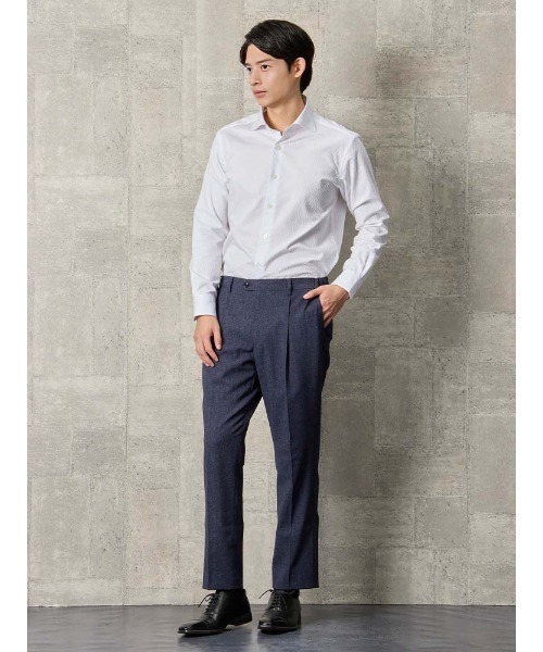 Perfect Suit FActory(パーフェクトスーツファクトリー)の「TRANS CONTINENTS AVANT AIR デニム調セットアップ パンツ ブラウン/ブルー(スラックス・メンズ・ダークブラウン/ブルー・M/SS/L/LL/3L/S)」の7枚目の写真