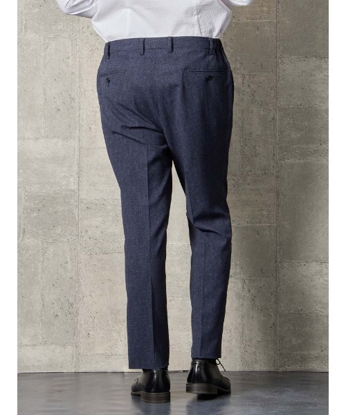 Perfect Suit FActory(パーフェクトスーツファクトリー)の「TRANS CONTINENTS AVANT AIR デニム調セットアップ パンツ ブラウン/ブルー(スラックス・メンズ・ダークブラウン/ブルー・M/SS/L/LL/3L/S)」の8枚目の写真
