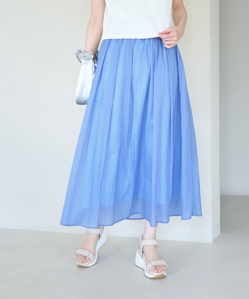 ROPE' PICNIC（ロペピクニック）の「シアーナイロンギャザースカート（スカート・レディース・ホワイト/チャコールグレー/ブルー/ミント・38）」の4枚目の写真