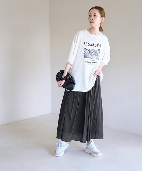 ROPE' PICNIC（ロペピクニック）の「シアーナイロンギャザースカート（スカート・レディース・ホワイト/チャコールグレー/ブルー/ミント・38）」の5枚目の写真