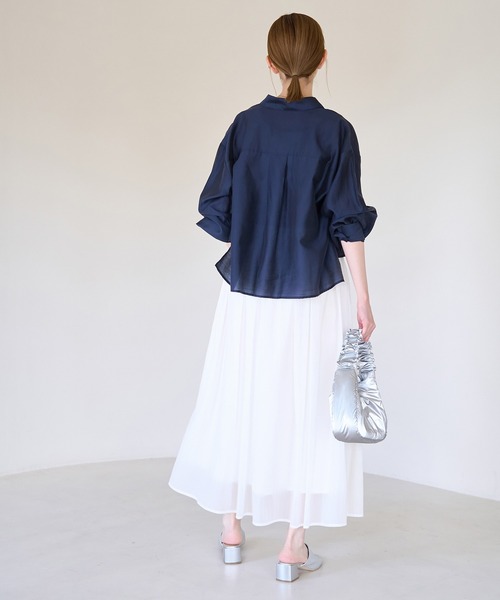 ROPE' PICNIC（ロペピクニック）の「シアーナイロンギャザースカート（スカート・レディース・ホワイト/チャコールグレー/ブルー/ミント・38）」の11枚目の写真