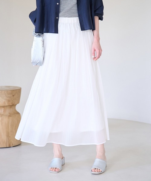 ROPE' PICNIC（ロペピクニック）の「シアーナイロンギャザースカート（スカート・レディース・ホワイト/チャコールグレー/ブルー/ミント・38）」の12枚目の写真