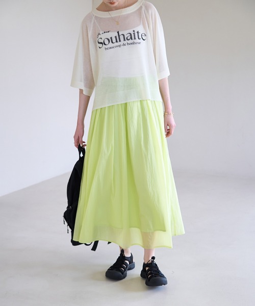 ROPE' PICNIC（ロペピクニック）の「シアーナイロンギャザースカート（スカート・レディース・ホワイト/チャコールグレー/ブルー/ミント・38）」の18枚目の写真