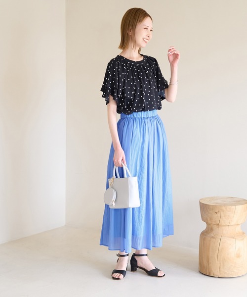 【poco様】専用・青360ｇ×2≪リクエスト特割特価≫ T/Rナイロン 切り替えタックスカート(ロング・マキシ丈スカート