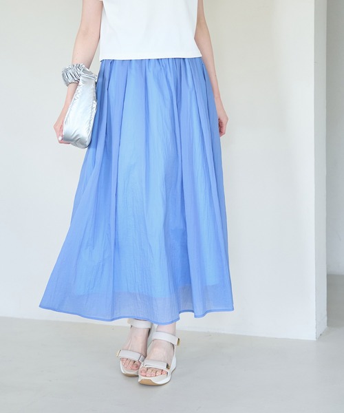 ROPE' PICNIC（ロペピクニック）の「シアーナイロンギャザースカート（スカート・レディース・ホワイト/チャコールグレー/ブルー/ミント・38）」の22枚目の写真