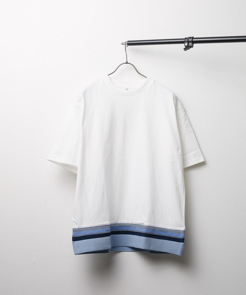NO WAY(ノーウェイ)の「/ジャガードリブ/ショートスリーブTシャツ(Tシャツ/カットソー・メンズ・ブラック/ホワイト系1/ホワイト系2・MEDIUM/LARGE)」の2枚目の写真
