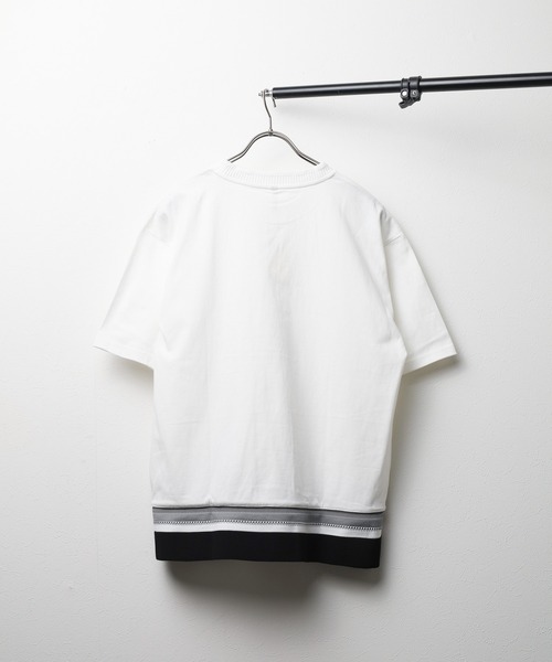 NO WAY(ノーウェイ)の「/ジャガードリブ/ショートスリーブTシャツ(Tシャツ/カットソー・メンズ・ブラック/ホワイト系1/ホワイト系2・MEDIUM/LARGE)」の4枚目の写真