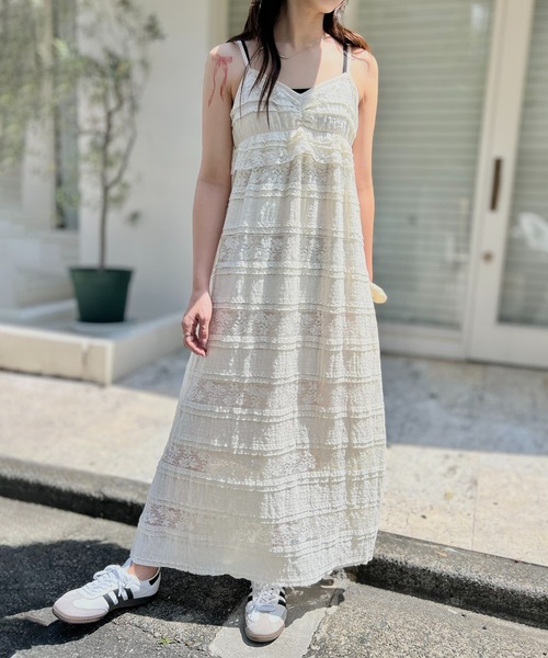 SETUP7(セットアップセブン)の「【SETUP7】バカンスレースキャミロングワンピース SCCH565(ワンピース・レディース・アイボリー/ブラック・FREE)」の2枚目の写真