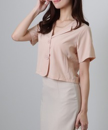 Lace Ladies（レースレディース）の「半袖 テーラード ショート コンパクト ジャケット（テーラードジャケット）」