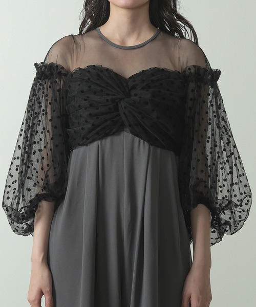 Kana(カナ)の「ドット チュール ボリュームスリーブ ワイドパンツドレス 結婚式 お呼ばれ オケージョン(パンツドレス・レディース・グレー/ブラック/ネイビー・M)」の19枚目の写真