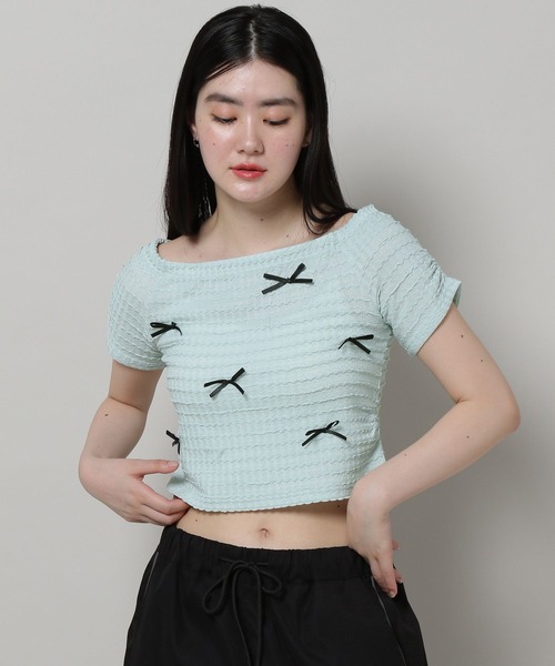 3.3 Field Trip （3.3フィールドトリップ）の「3.3 Field Trip／リボンオフショルT（Tシャツ/カットソー・レディース・ホワイト/ブルー/ブラック/ピンク・FREE）」の12枚目の写真