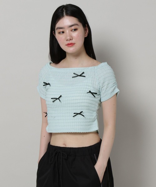 3.3 Field Trip （3.3フィールドトリップ）の「3.3 Field Trip／リボンオフショルT（Tシャツ/カットソー・レディース・ホワイト/ブルー/ブラック/ピンク・FREE）」の13枚目の写真