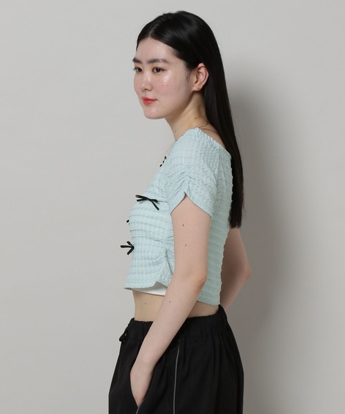 3.3 Field Trip （3.3フィールドトリップ）の「3.3 Field Trip／リボンオフショルT（Tシャツ/カットソー・レディース・ホワイト/ブルー/ブラック/ピンク・FREE）」の14枚目の写真