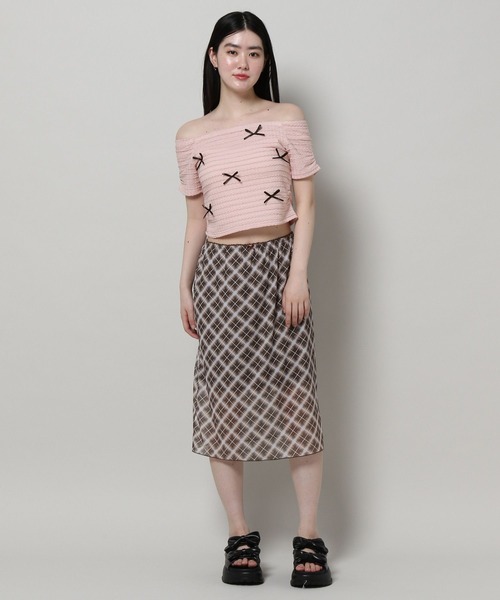 3.3 Field Trip （3.3フィールドトリップ）の「3.3 Field Trip／リボンオフショルT（Tシャツ/カットソー・レディース・ホワイト/ブルー/ブラック/ピンク・FREE）」の16枚目の写真