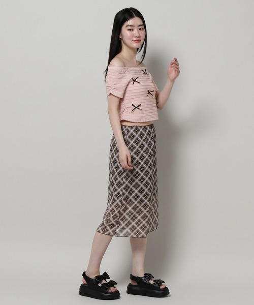 3.3 Field Trip （3.3フィールドトリップ）の「3.3 Field Trip／リボンオフショルT（Tシャツ/カットソー・レディース・ホワイト/ブルー/ブラック/ピンク・FREE）」の17枚目の写真