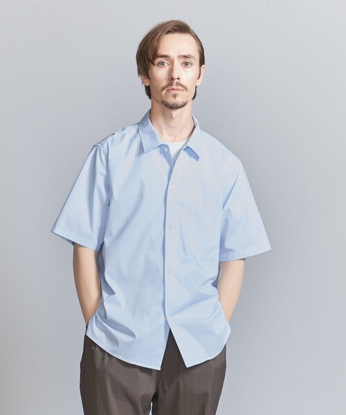 BEAUTY&YOUTH UNITED ARROWS(ビューティーアンドユースユナイテッドアローズ)の「クールタッチ ストライプ キャンプカラー リラックスレギュラー シャツ ‐接触冷感‐(シャツ/ブラウス・メンズ・ライトブルー/ロイヤルブルー/ホワイト・S/M/L/XL)」の2枚目の写真