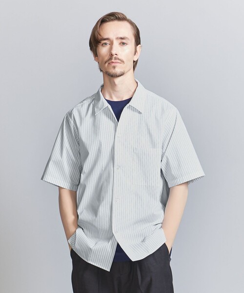 BEAUTY&YOUTH UNITED ARROWS(ビューティーアンドユースユナイテッドアローズ)の「クールタッチ ストライプ キャンプカラー リラックスレギュラー シャツ ‐接触冷感‐(シャツ/ブラウス・メンズ・ライトブルー/ロイヤルブルー/ホワイト・S/M/L/XL)」の4枚目の写真