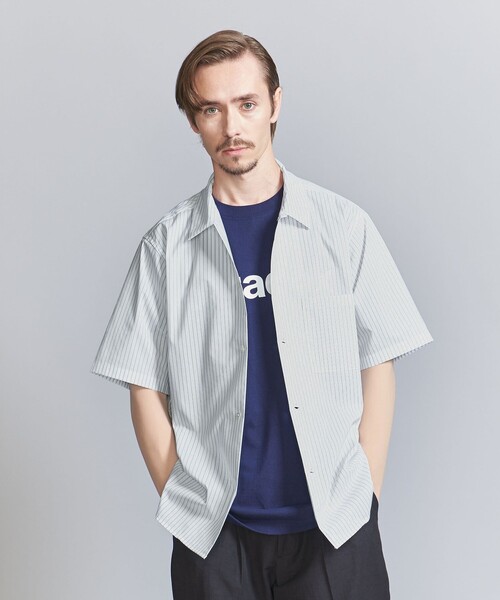 BEAUTY&YOUTH UNITED ARROWS(ビューティーアンドユースユナイテッドアローズ)の「クールタッチ ストライプ キャンプカラー リラックスレギュラー シャツ ‐接触冷感‐(シャツ/ブラウス・メンズ・ライトブルー/ロイヤルブルー/ホワイト・S/M/L/XL)」の6枚目の写真