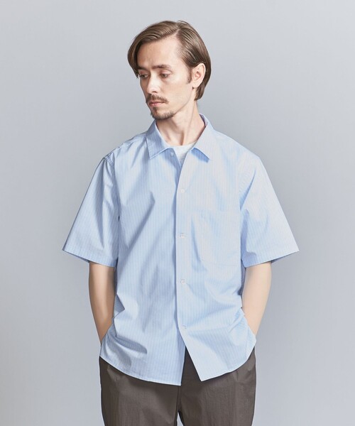 BEAUTY&YOUTH UNITED ARROWS(ビューティーアンドユースユナイテッドアローズ)の「クールタッチ ストライプ キャンプカラー リラックスレギュラー シャツ ‐接触冷感‐(シャツ/ブラウス・メンズ・ライトブルー/ロイヤルブルー/ホワイト・S/M/L/XL)」の7枚目の写真