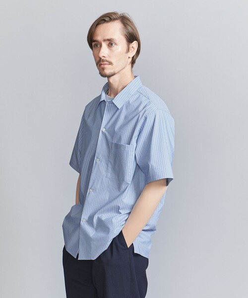 BEAUTY&YOUTH UNITED ARROWS(ビューティーアンドユースユナイテッドアローズ)の「クールタッチ ストライプ キャンプカラー リラックスレギュラー シャツ ‐接触冷感‐(シャツ/ブラウス・メンズ・ライトブルー/ロイヤルブルー/ホワイト・S/M/L/XL)」の10枚目の写真